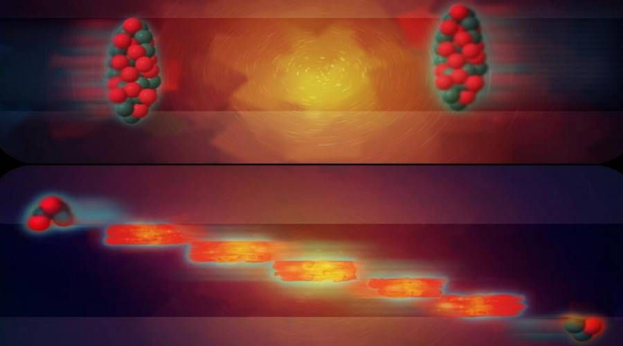 In collisions between atomic nuclei, “fiery plumes” are formed
